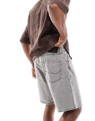 Jack & Jones tony loose fit denim shorts in gray 