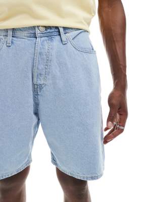 Jack & Jones tony loose fit denim shorts in light blue 