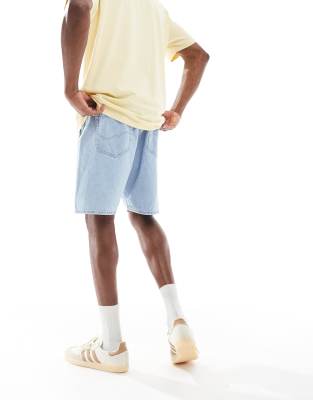 Jack & Jones tony loose fit denim shorts in light blue 