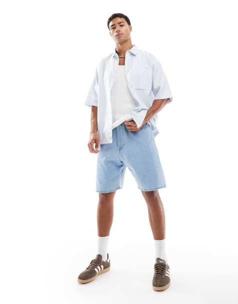 Jack & Jones Tony loose fit denim shorts in light wash blue - view 1