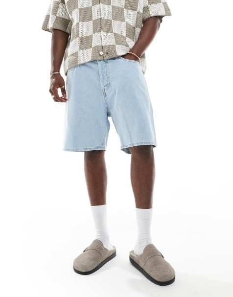 Jack & Jones tony loose fit denim shorts in mid blue - view 1
