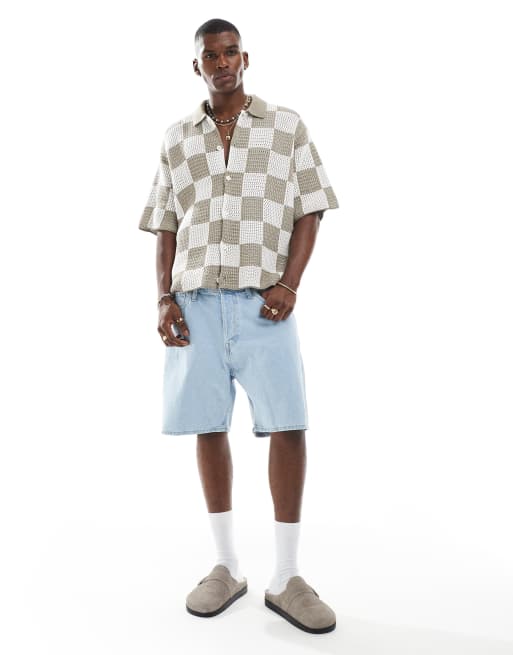 Jack & Jones tony loose fit denim shorts in mid blue 