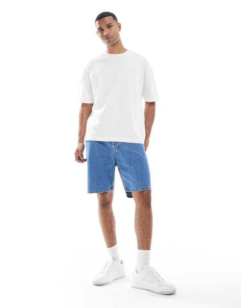 Jack & Jones Tony loose fit denim shorts in mid blue - view 1