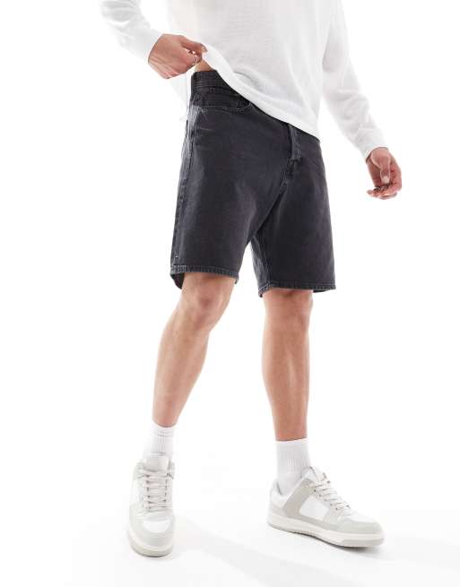 Jack & Jones tony loose fit denim shorts in washed black
