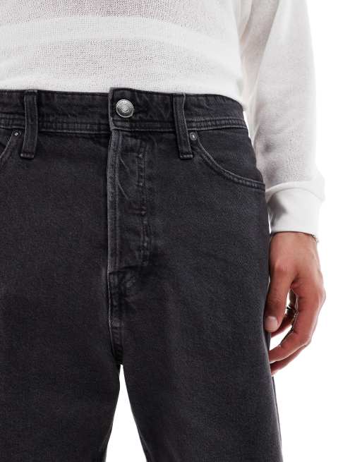 Jack & Jones tony loose fit denim shorts in washed black