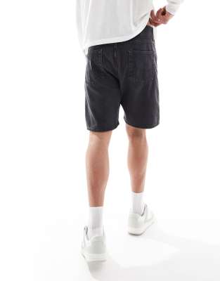 Jack & Jones tony loose fit denim shorts in washed black