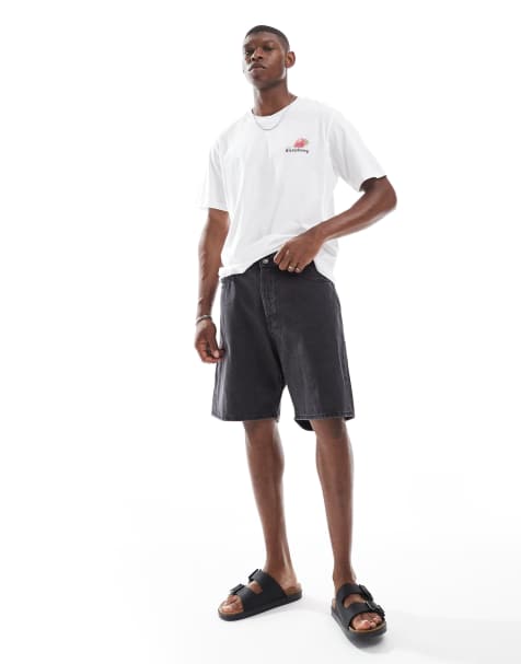 Jack & Jones Tony loose fit denim shorts in washed black - view 1