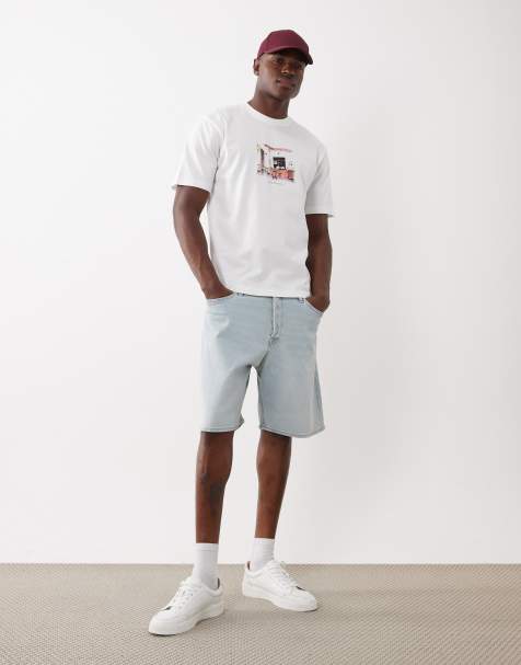 Jack & Jones - Tony - Løstsiddende lyseblå denimshorts - view 1