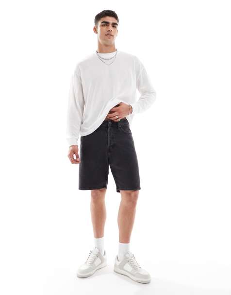 Jack & Jones - Tony - Vasket sorte løstsiddende denimshorts - view 1