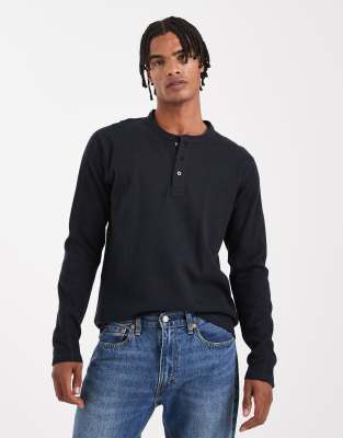 Jack & Jones - Top épais à col boutonné - Bleu marine
