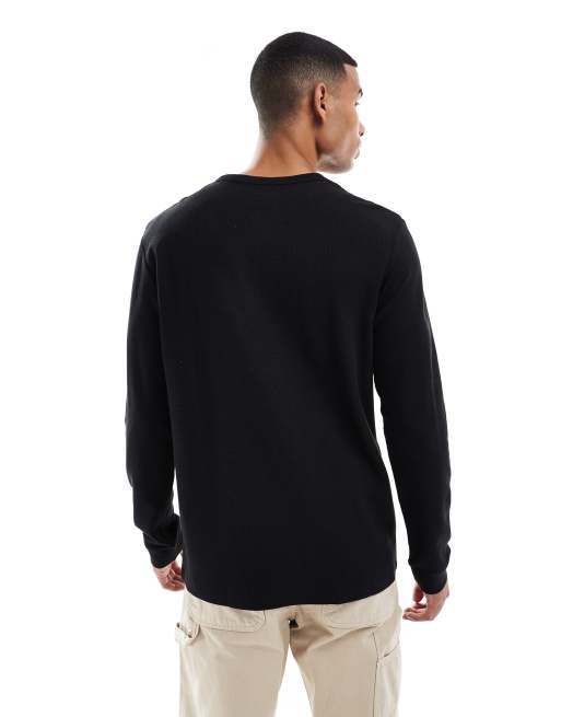 Jack & Jones - Top gaufré à encolure boutonnée et manches longues - Noir, 3 de 5