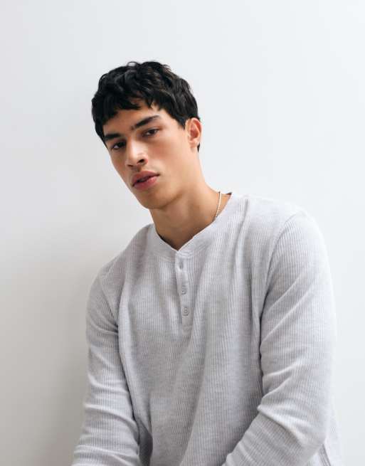 Jack & Jones - top henley de manga larga en gris claro, 2 de 5