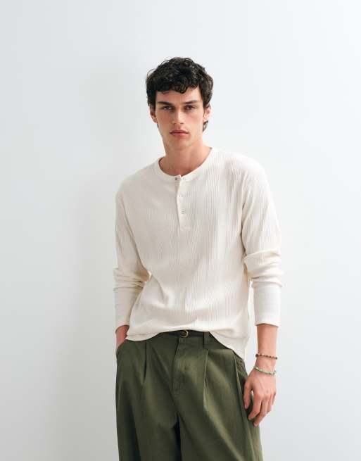 Jack & Jones - Top manches longues à col boutonné - Blanc cassé, 4 de 5