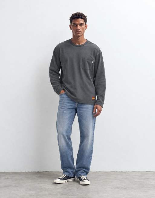 Jack & Jones top met lange mouwen in grijs met wassing, 10 van 10