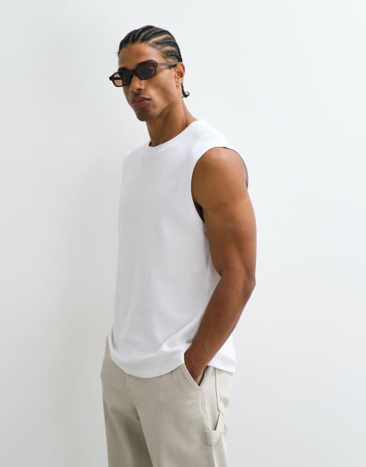 Jack & Jones - Top senza maniche in maglia testurizzata bianco, 4 di 6