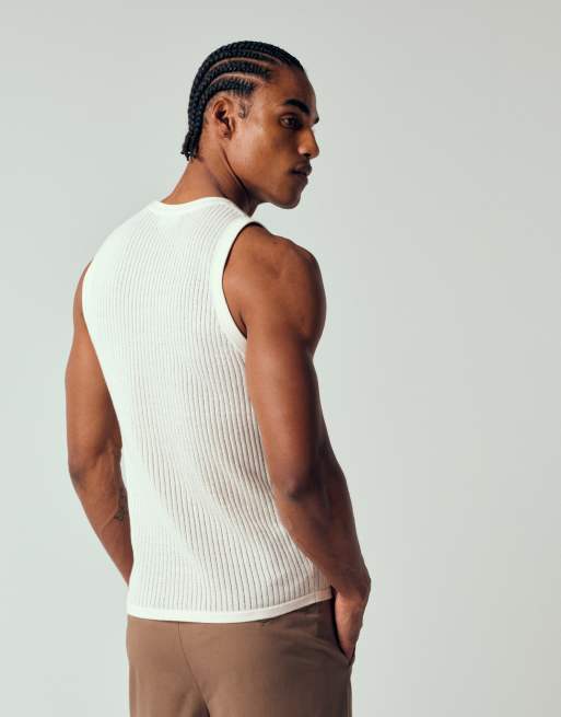 Jack & Jones – Trägertop aus durchscheinendem Strick in Cremeweiß, 3 von 12