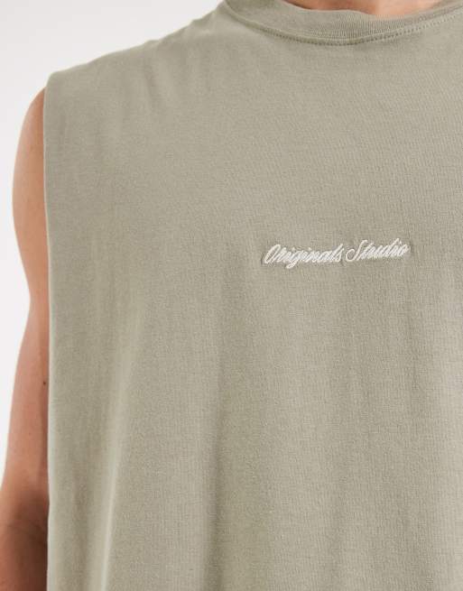 Jack & Jones – Trägertop in Salbeigrün mit „Originals“-Logo auf der Brust&nbsp;, 5 von 5