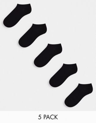 Jack & Jones trainer socks 5 pack in black