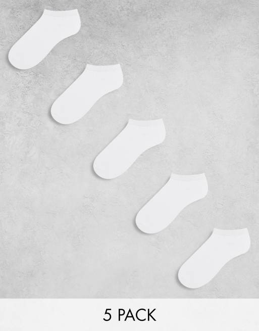 5 PACK White Trainer Socks