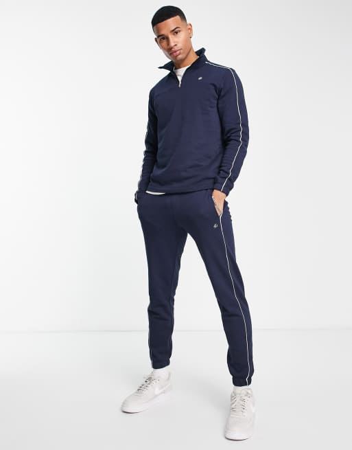 Jack & Jones - Trainingspak met 1/2 rits in marineblauw