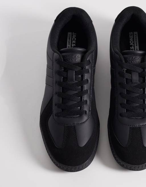 Jack & Jones - Tredobbelt sorte sneakers i imiteret læder, 2 af 5