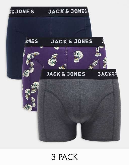 Jack & Jones – Trunks med dödskalletryck, 3-pack