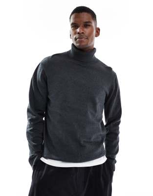 Jack & Jones Turtle Neck Sweater In Gray