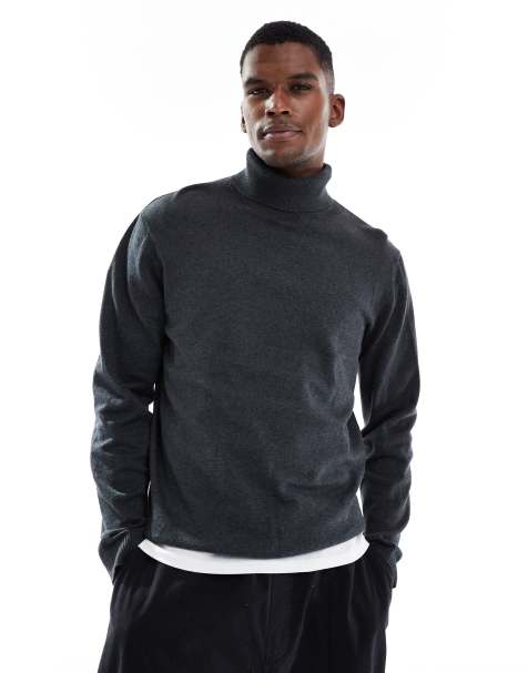 Jack & Jones turtle neck sweater in dark gray - view 1