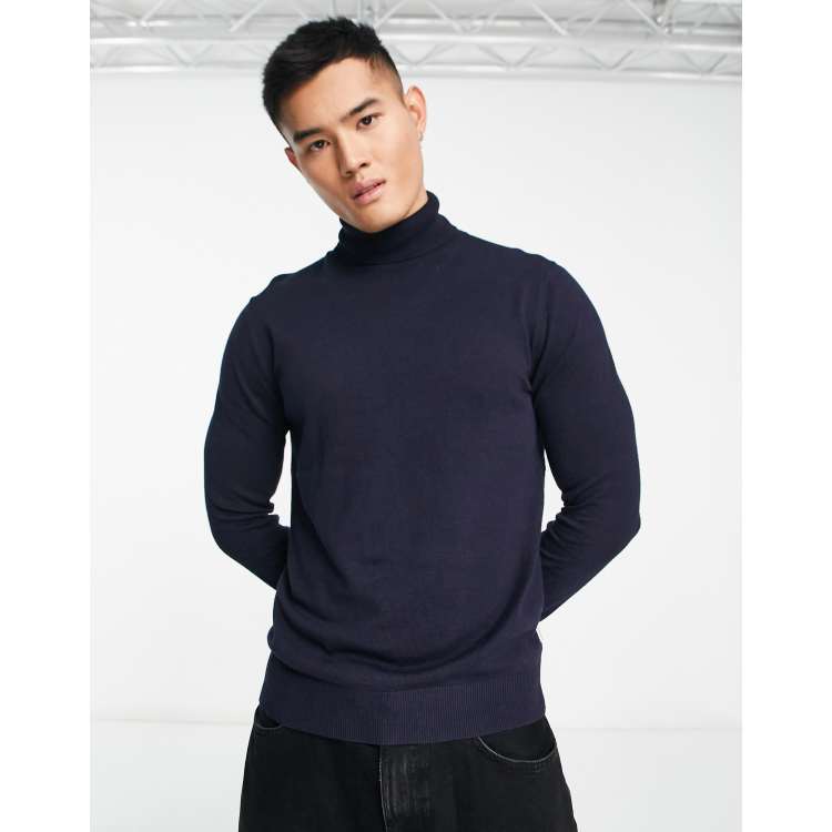 Jack & Jones turtle neck sweater in navy