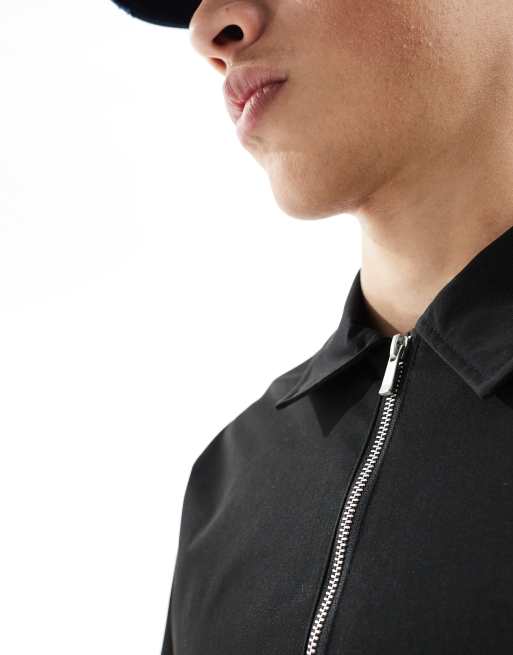 Jack & Jones twill harrington jacket in black