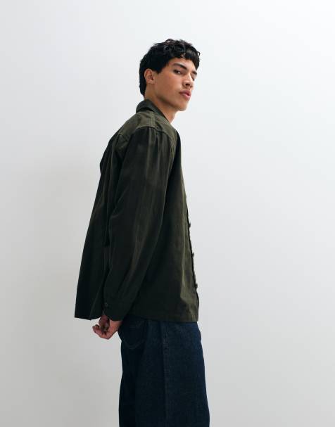 Jack & Jones twill-overshirt i skogsgrön - view 1