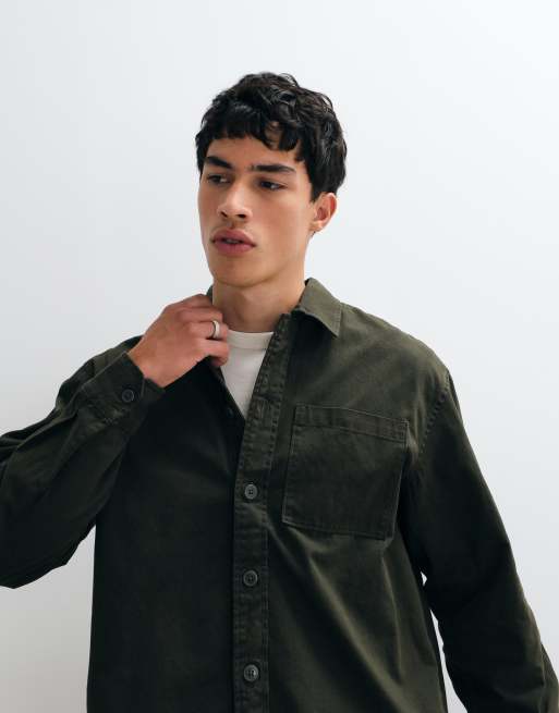 Jack & Jones twill-overshirt i skogsgrön, 3 av 5