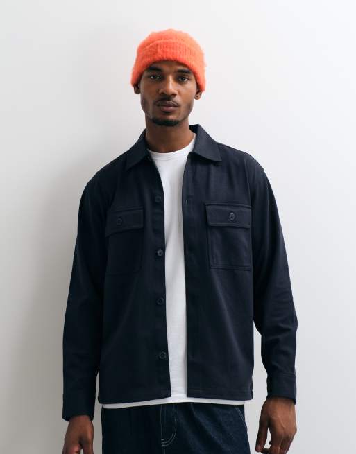 Jack & Jones twill overshirt in dark navy, 2 of 5