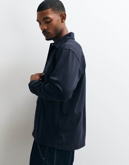 Jack & Jones twill overshirt in dark navy, 4 of 5