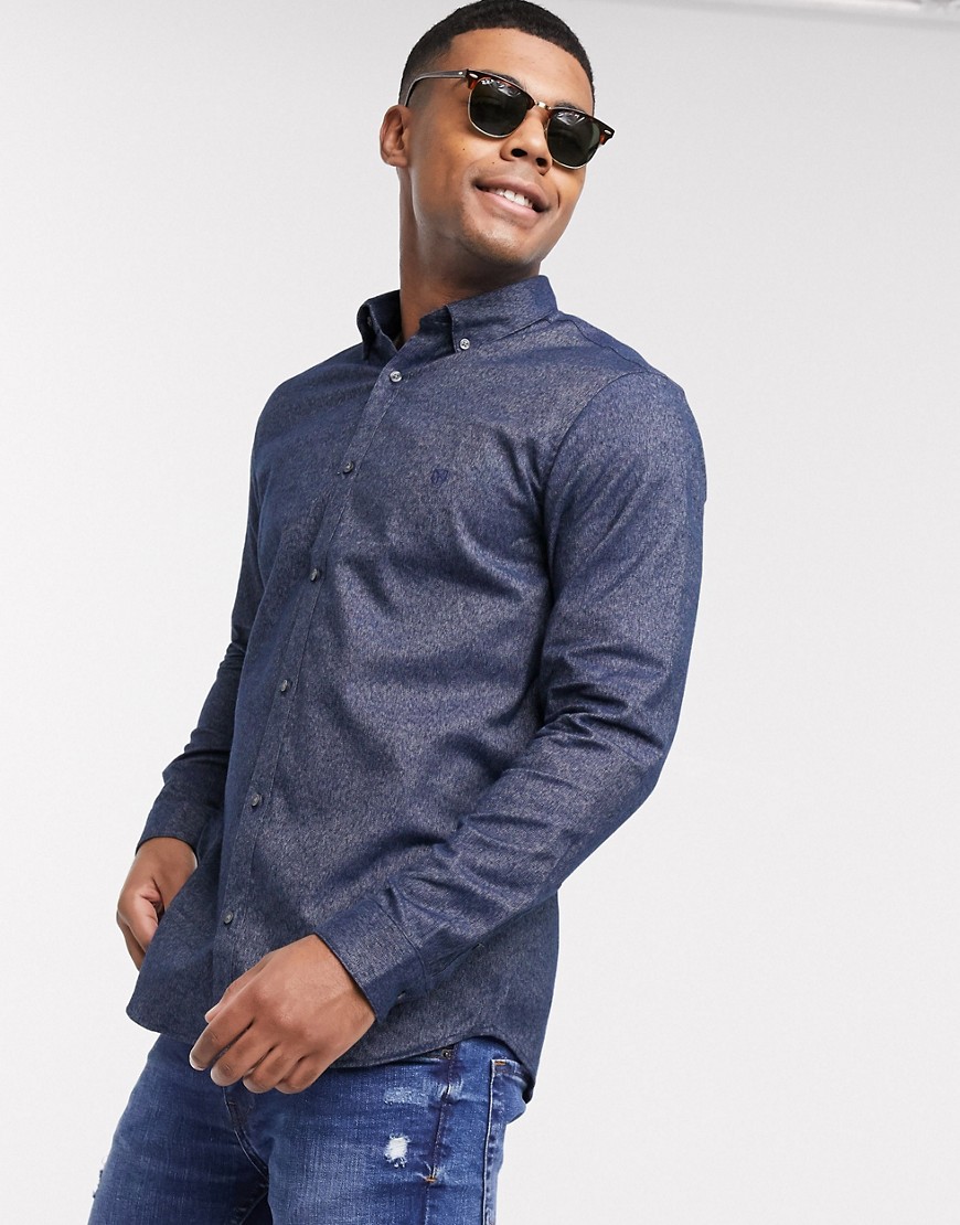 Jack & Jones - Twillskjorta med långa ärmar-Marinblå