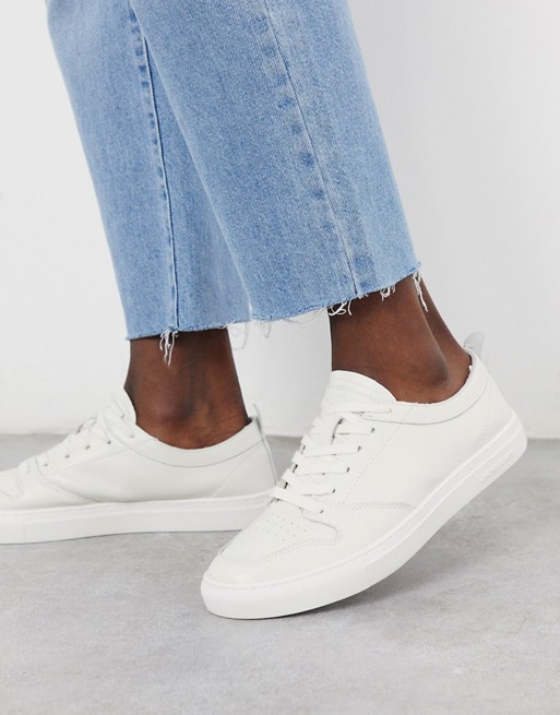 Jack & Jones unlined leather trainers in off white