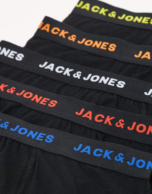 Jack & Jones – Unterhosen in Schwarz gemischt mit abgesetztem Bund im 5er-Pack, 2 von 3