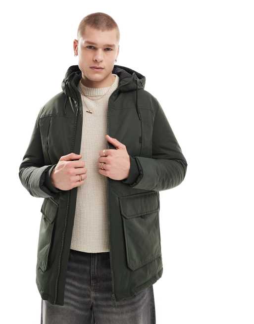 Jack Jones utility parka in khaki