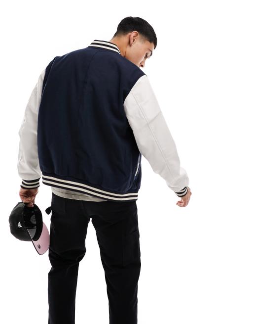Jack & Jones varsity jacket in navy | ASOS