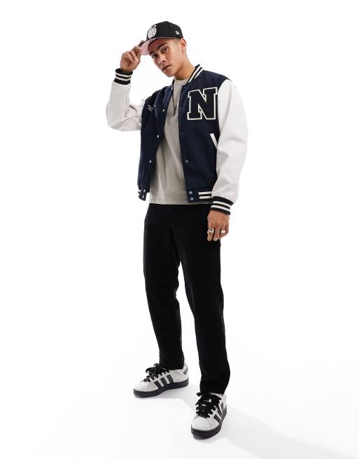 Jack Jones varsity jacket in navy ASOS