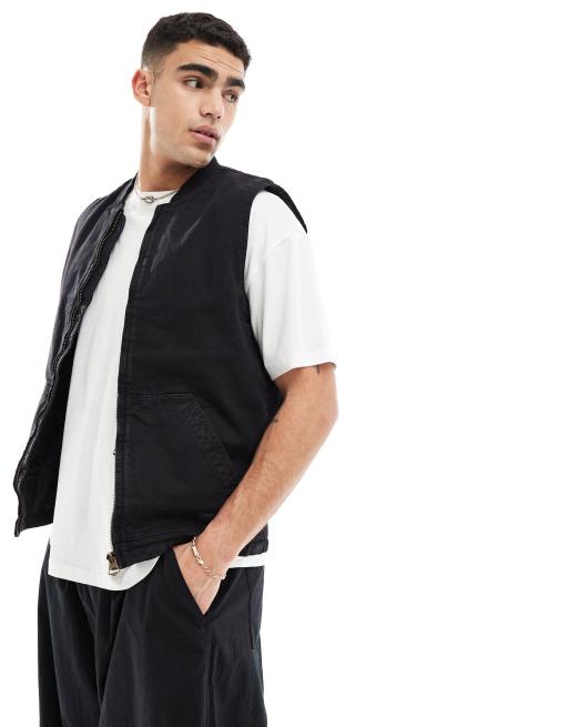 Jack & Jones - Vasket sort arbejdsvest i denim 
