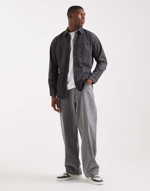 Jack & Jones - Vasket sort denimskjorte med lange ærmer , 2 af 5