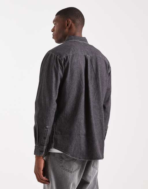 Jack & Jones - Vasket sort denimskjorte med lange ærmer , 3 af 5