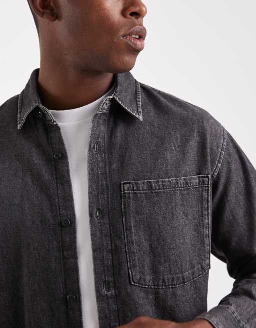Jack & Jones - Vasket sort denimskjorte med lange ærmer , 5 af 5
