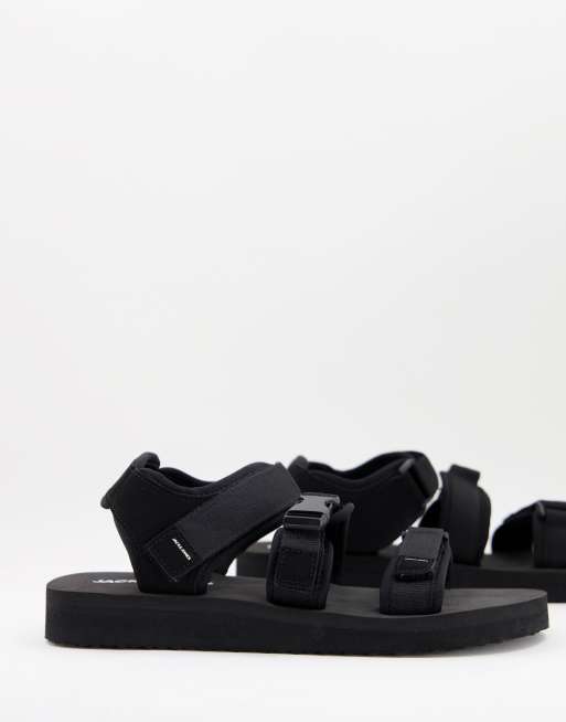 Black 2024 velcro sandals