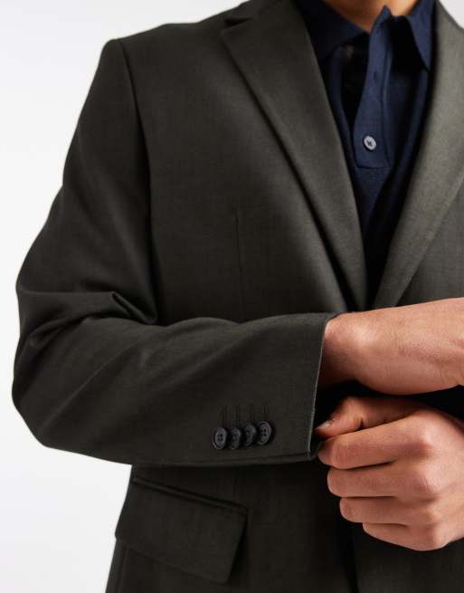 Jack & Jones - Veste de costume standard en laine mélangée - Vert foncé, 5 de 5