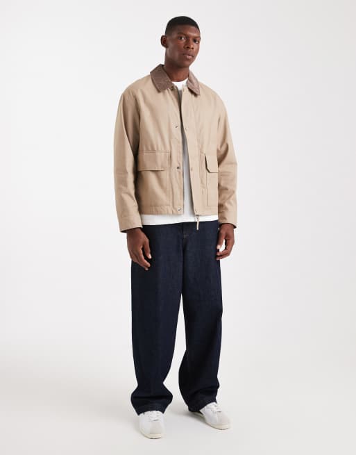 Jack & Jones - Veste de travail avec col en velours côtelé - Beige, 2 de 5