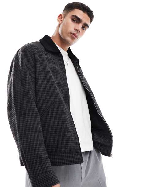 Jack & Jones - Veste de travail en laine mélangée - Noir à carreaux - view 1