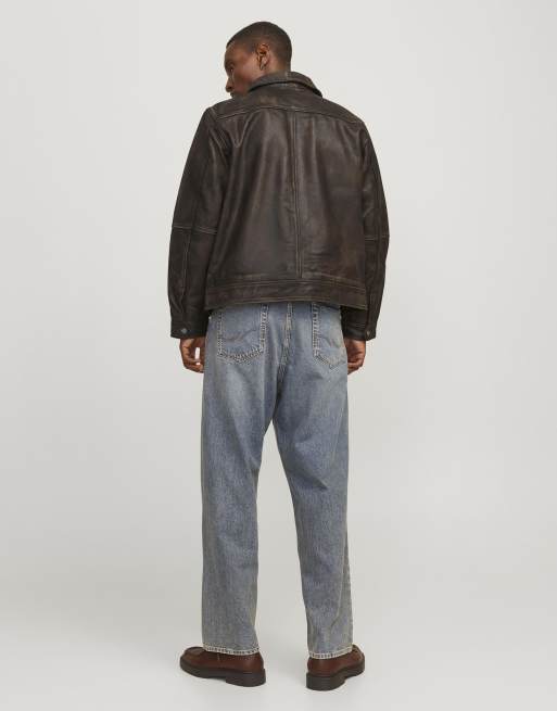 Jack & Jones - Veste en cuir - Marron chocolat, 2 de 7