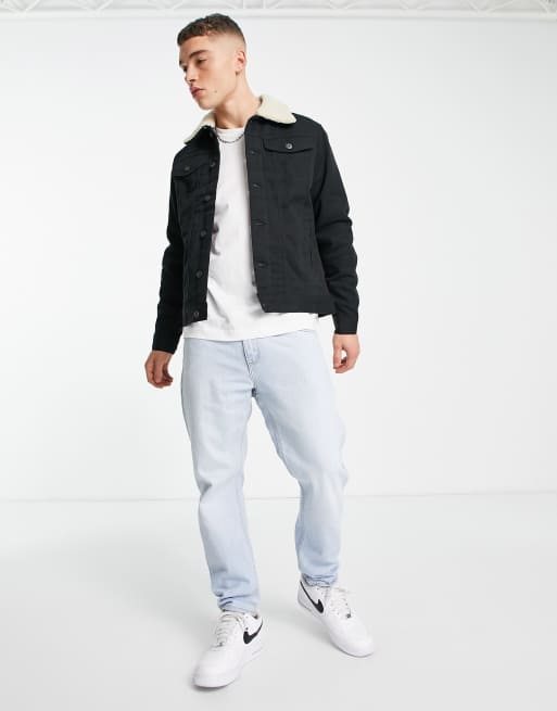 Jack & Jones - Veste en sergé avec col en imitation peau de mouton - Noir, 4 de 4